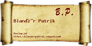 Blanár Patrik névjegykártya