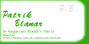 patrik blanar business card